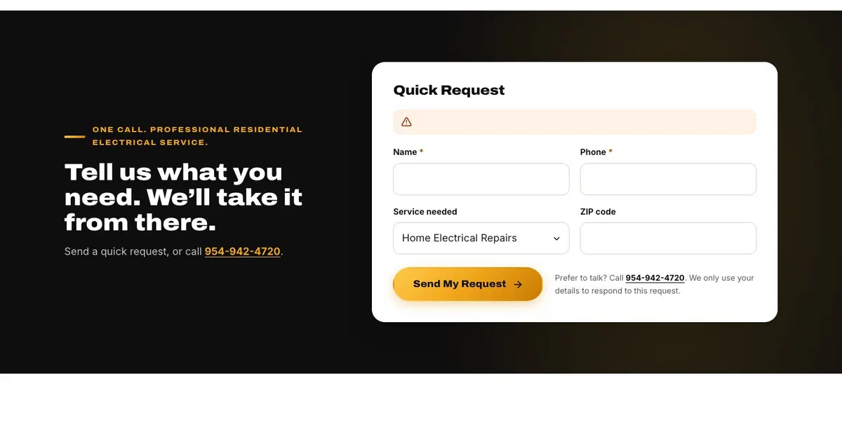 Quick request form