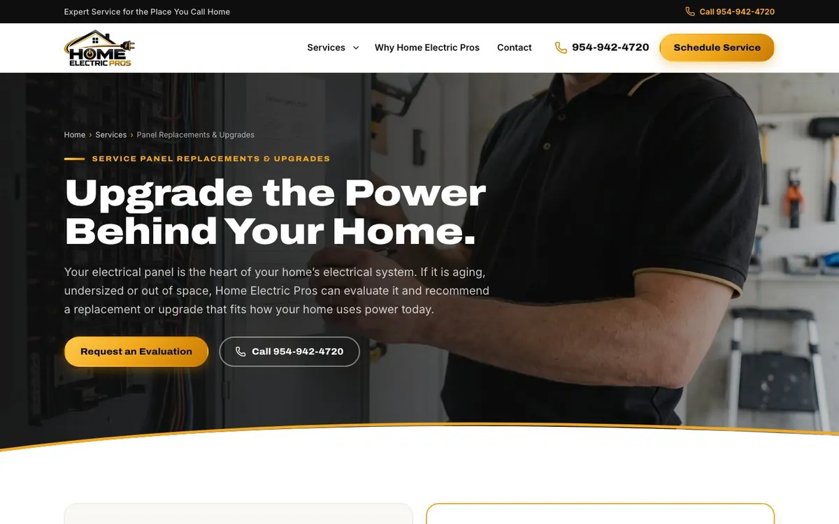 Panel upgrades service page